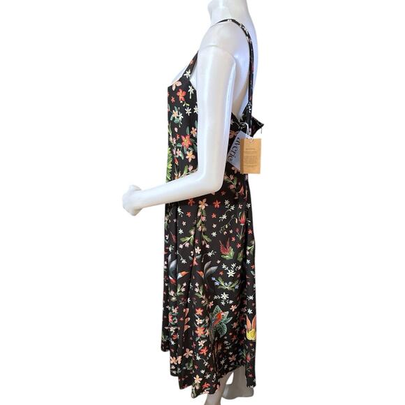 Averie Blaise Pleated Midi Dress Vibrant RainForest Print Black Size 3XL (14) - Picture 2 of 8